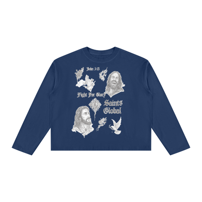 Vintage Wash Long Sleeve Boxy T-Shirt For Men | MuddyStock Originals Navy Blue