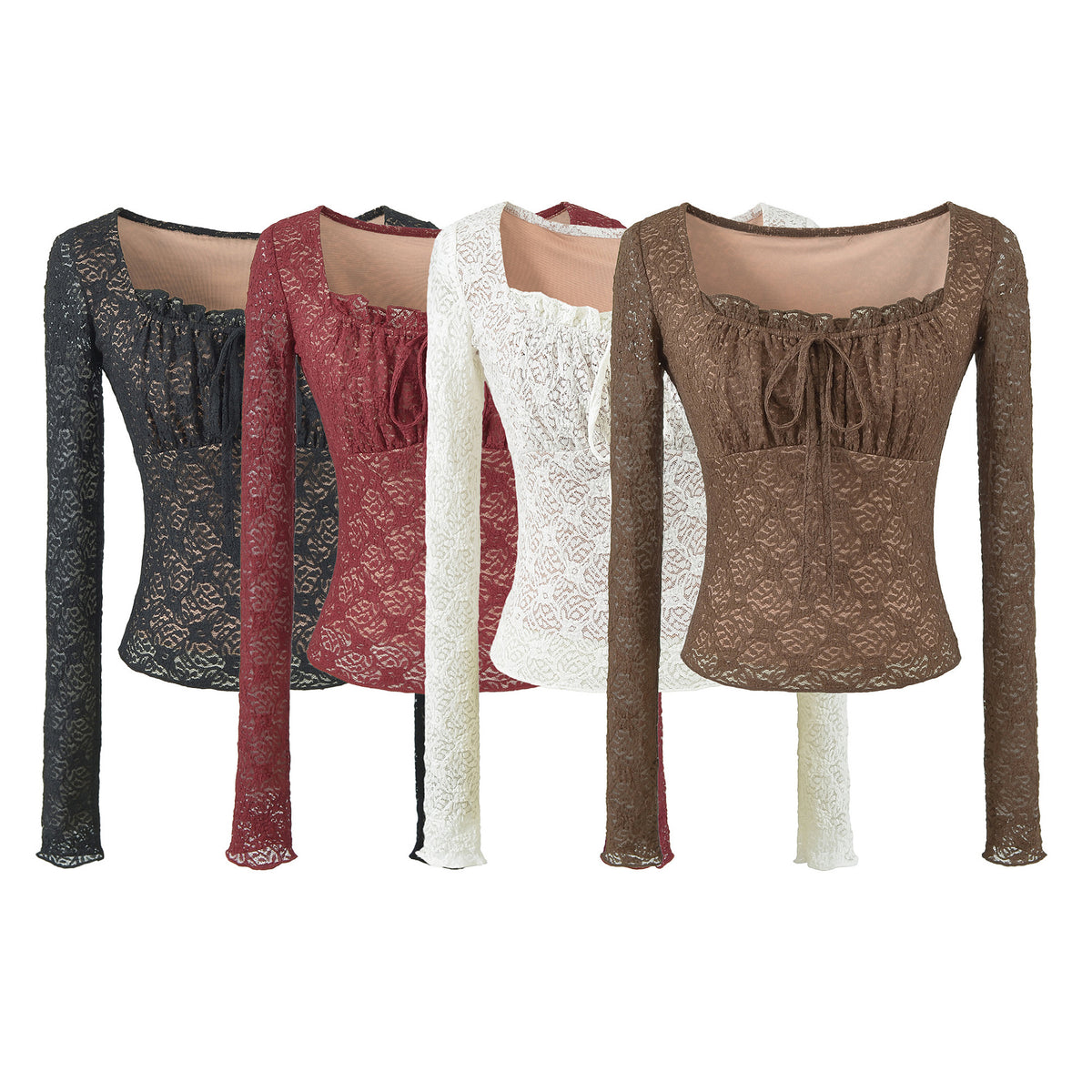 Sexy Lace Short Sleeve Square Neck T-Top