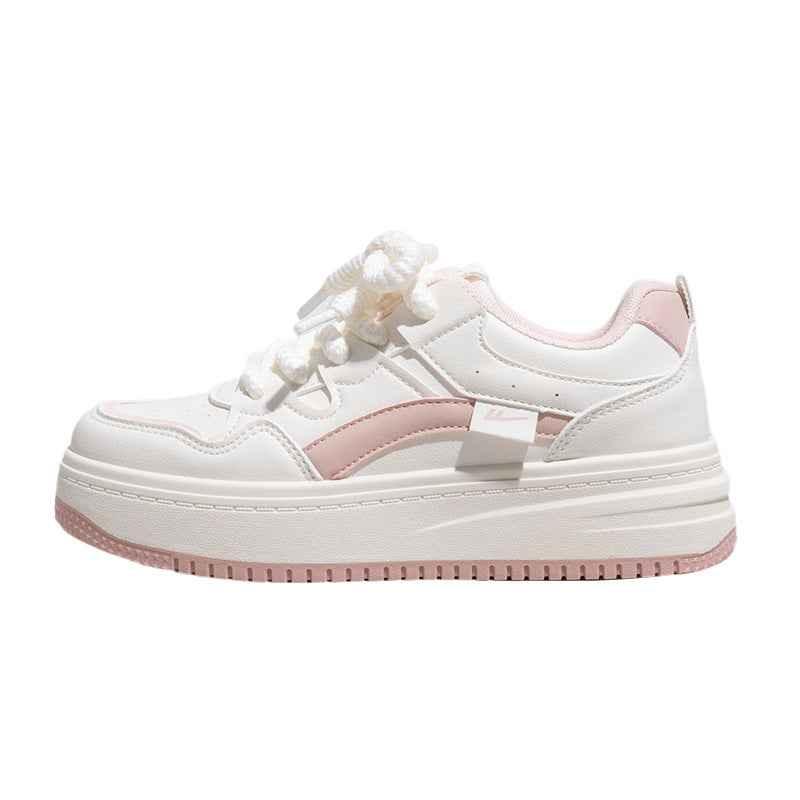 Splicing color blocking simple thick soled shoes for women Milk Pink (Non-fleece)