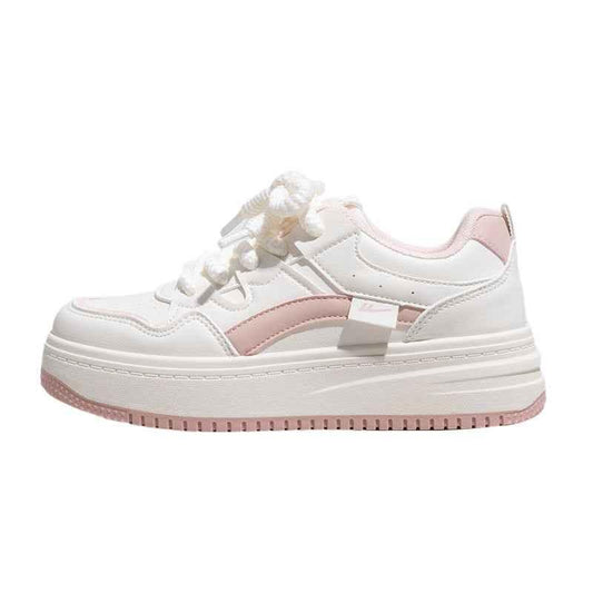 Splicing color blocking simple thick soled shoes for women Milk Pink (Non-fleece)