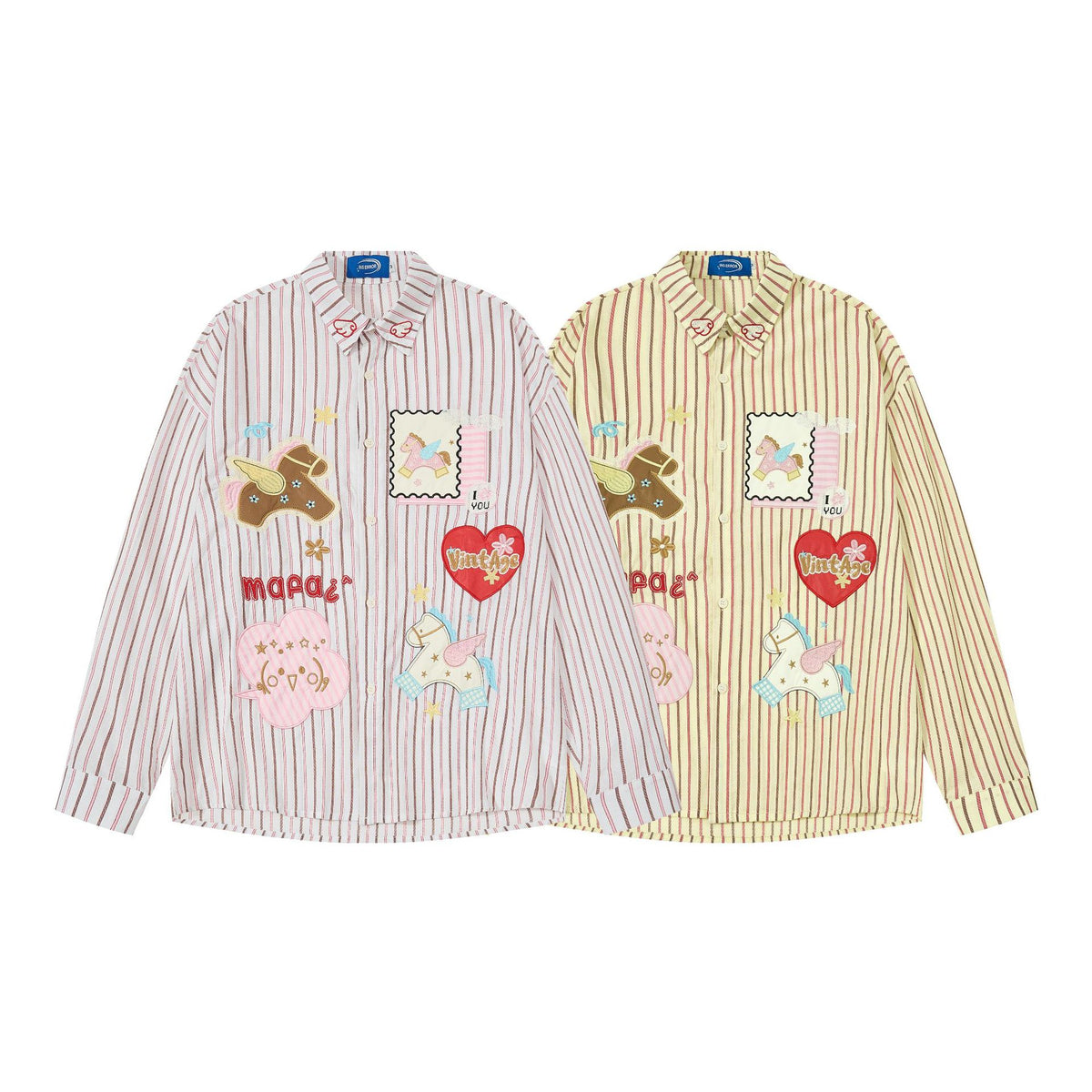 Striped Long Sleeve Lapel Collar Loose Casual Shirt