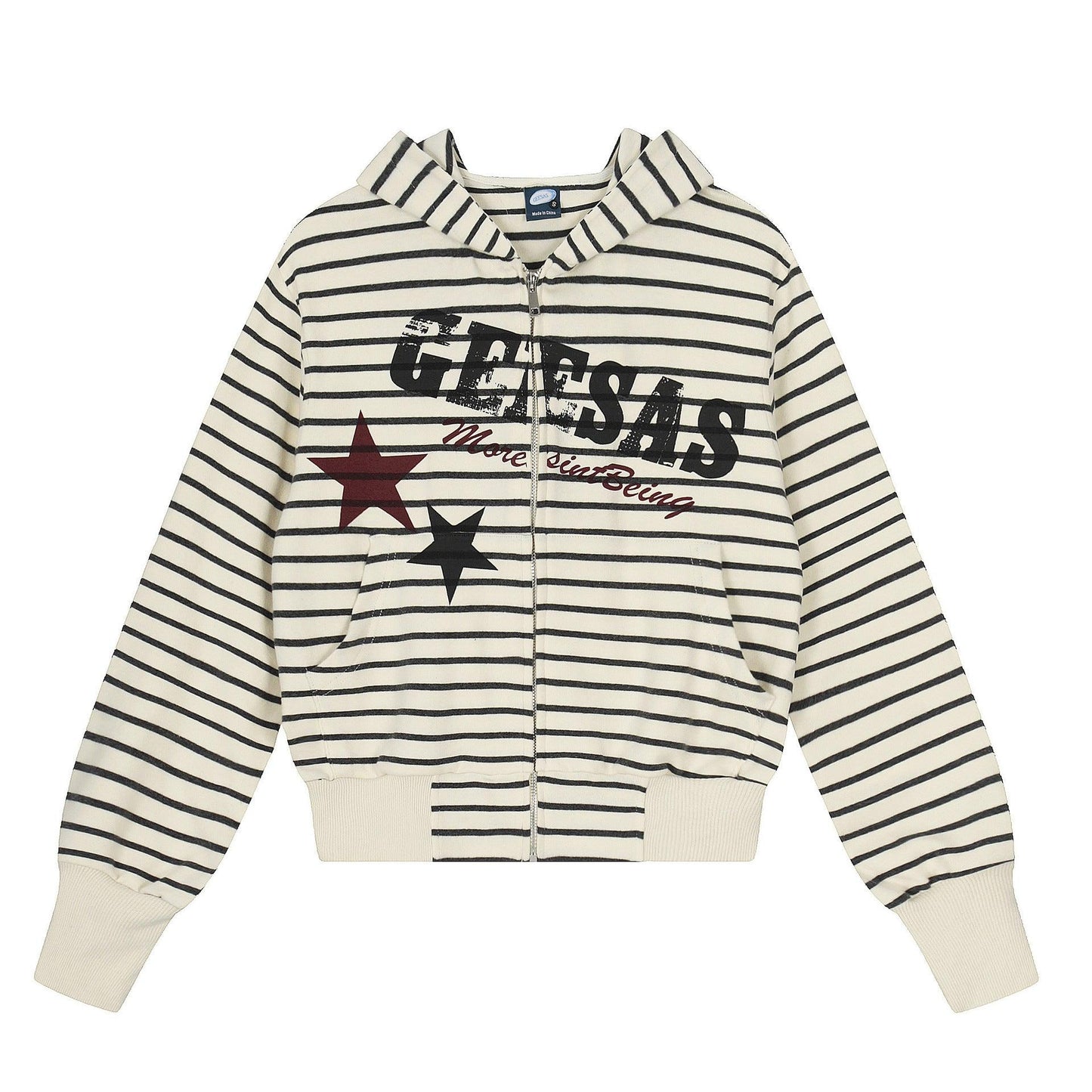 Sweet Hooded Regular Stripe Women's Sweatshirt | MuddyStock Originals Apricot