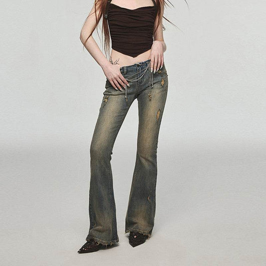Vintage Washed Distressed Straight Leg Jeans MuddyStock