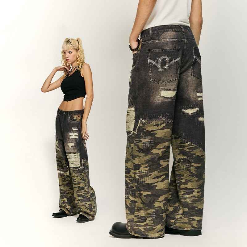 Cat Beard Stitching Digital Printing Jeans For Men And Women MuddyStock