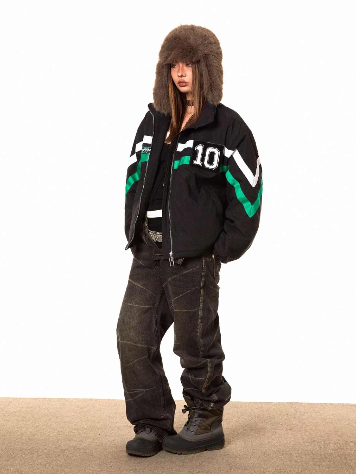 Striped Retro Cotton Coat Puffer Jacket For Women MuddyStock