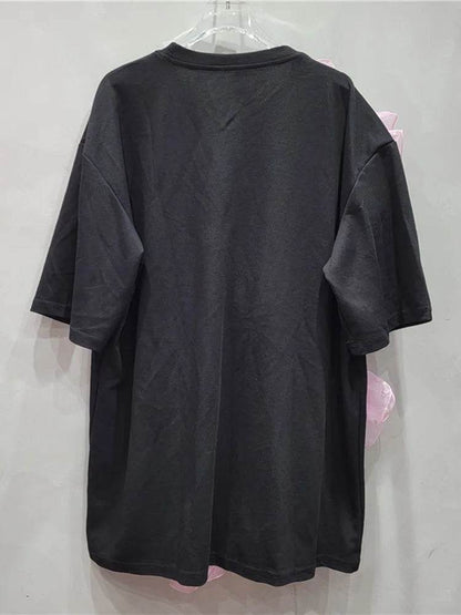 Women's T-shirt Rivet Collar Irregular Pleated Pink Mesh Flowers | MuddyStock Originals MuddyStock