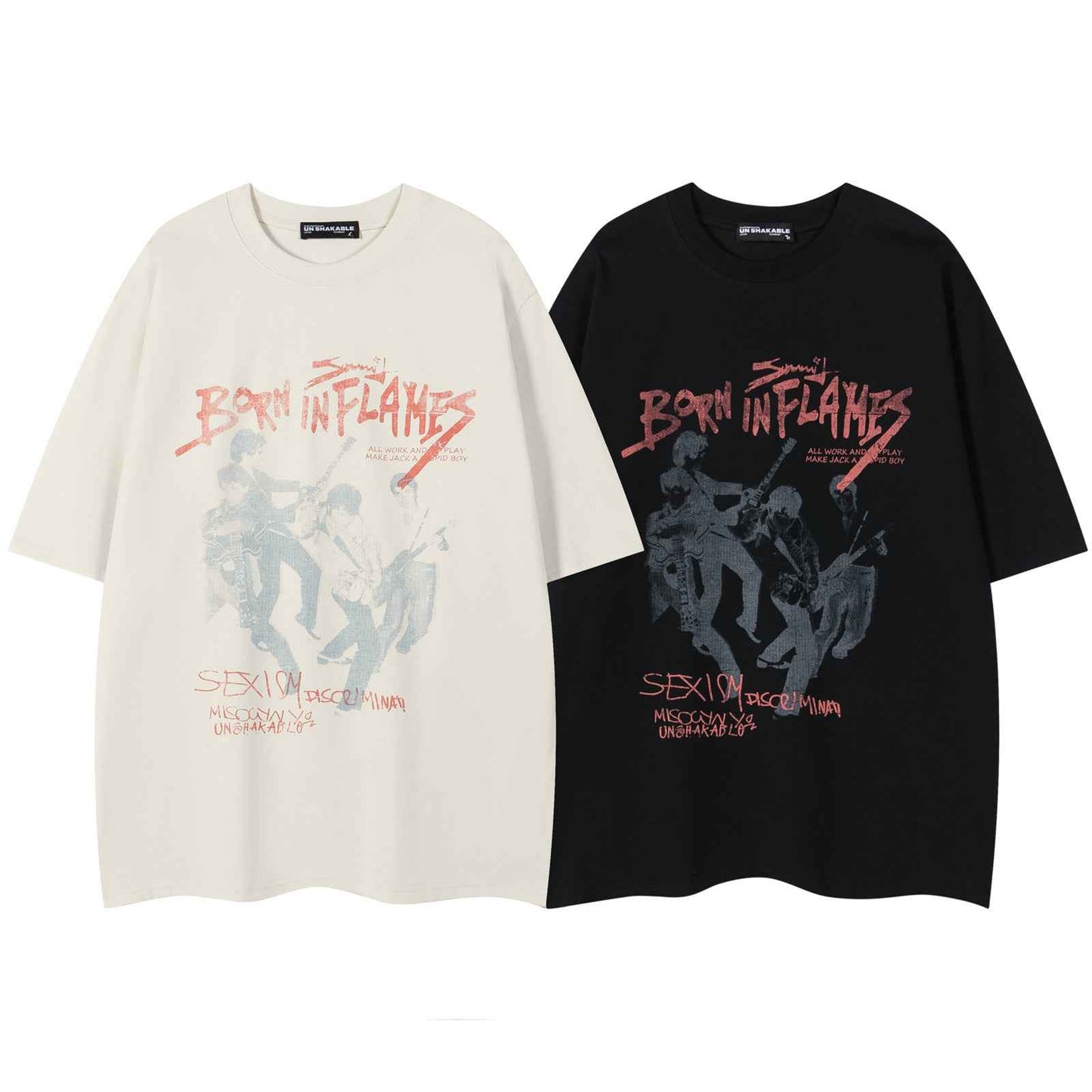 Rock Band Letter Print Short Sleeve T-Shirt For Men | MuddyStock Originals MuddyStock