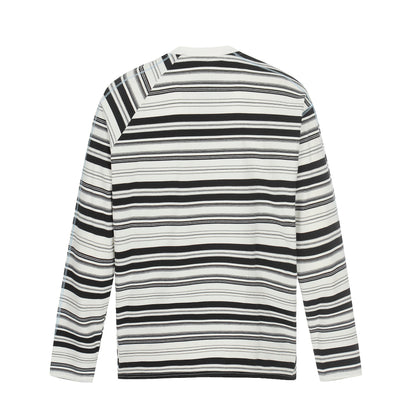 Contrast striped round neck long sleeved shirt