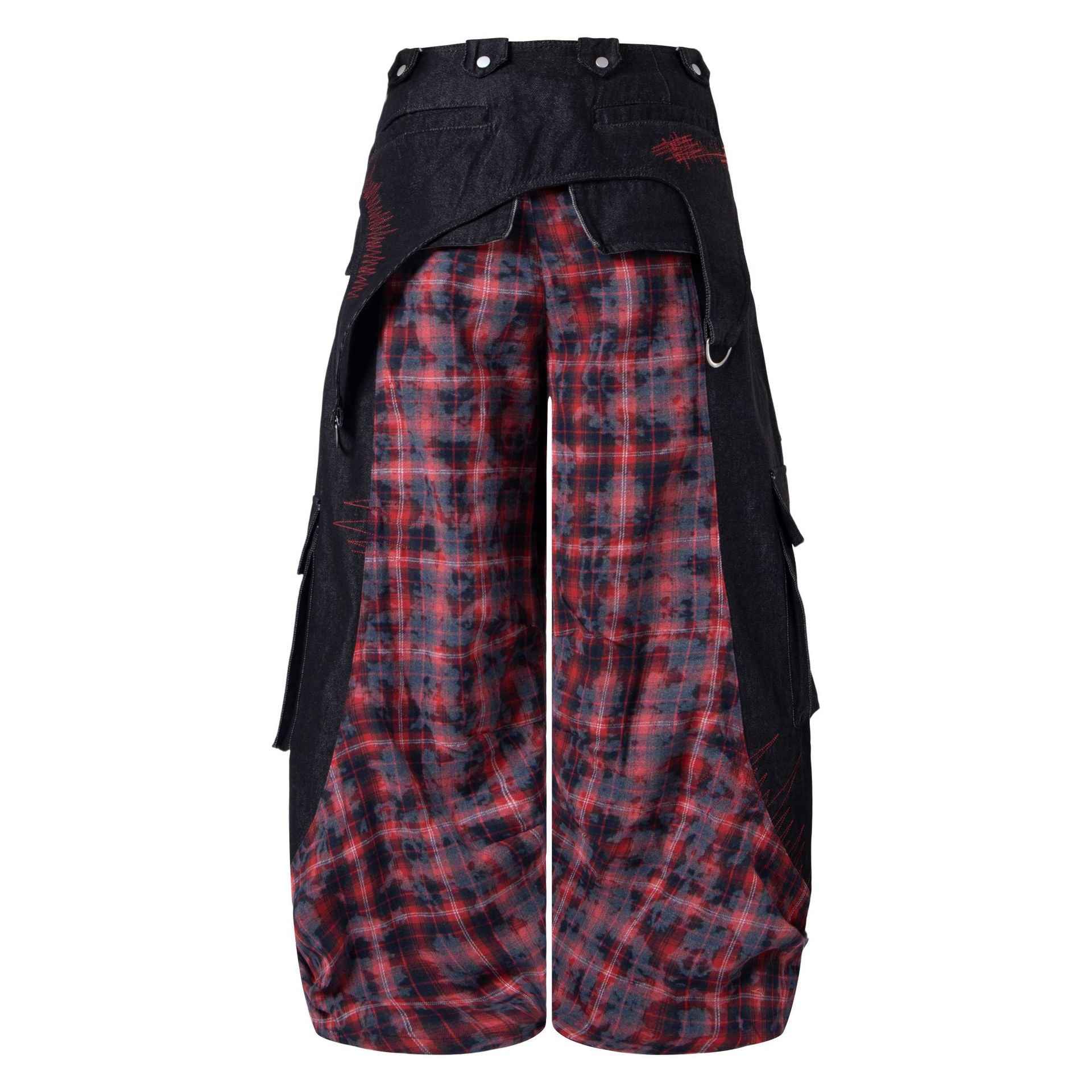Patchwork plaid workwear jeans with waistband | MuddyStock Originals