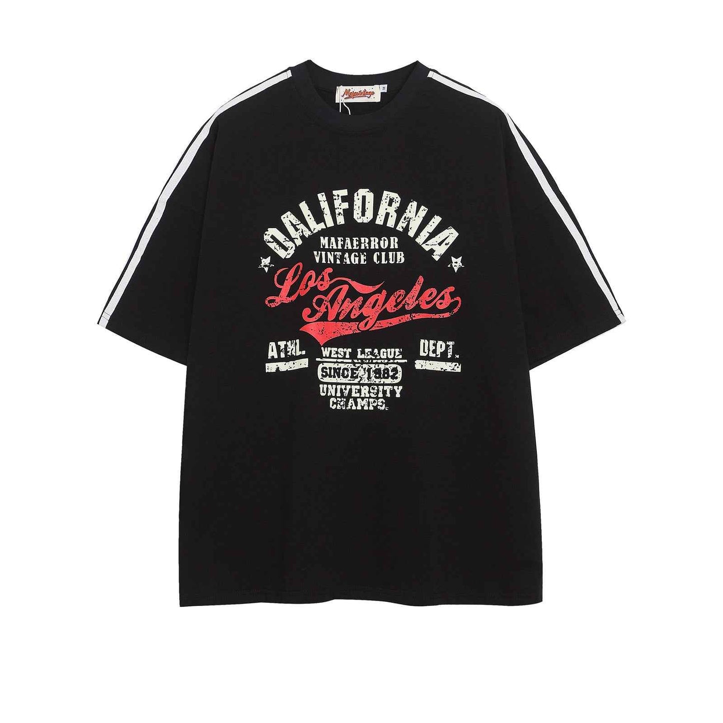 Webbing Letter Print Short Sleeve T-Shirt For Men | MuddyStock Originals Black MuddyStock