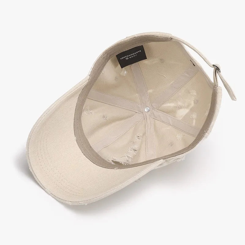 Distressed Adjustable Cotton Baseball Cap For Men And Women