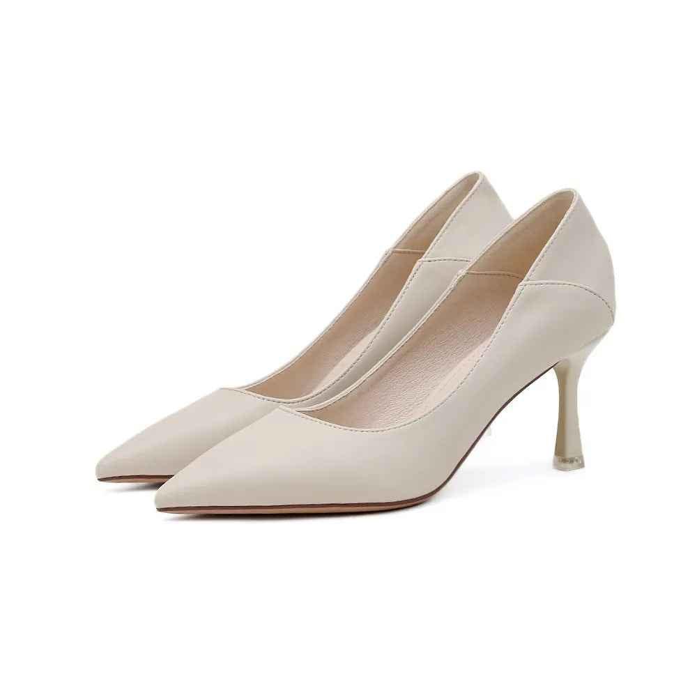 Pointed Toe Stiletto Pumps White-5.5cm