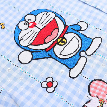 Cartoon Doraemon Plaid Short Sleeve Shirt For Women | MuddyStock Originals eprolo