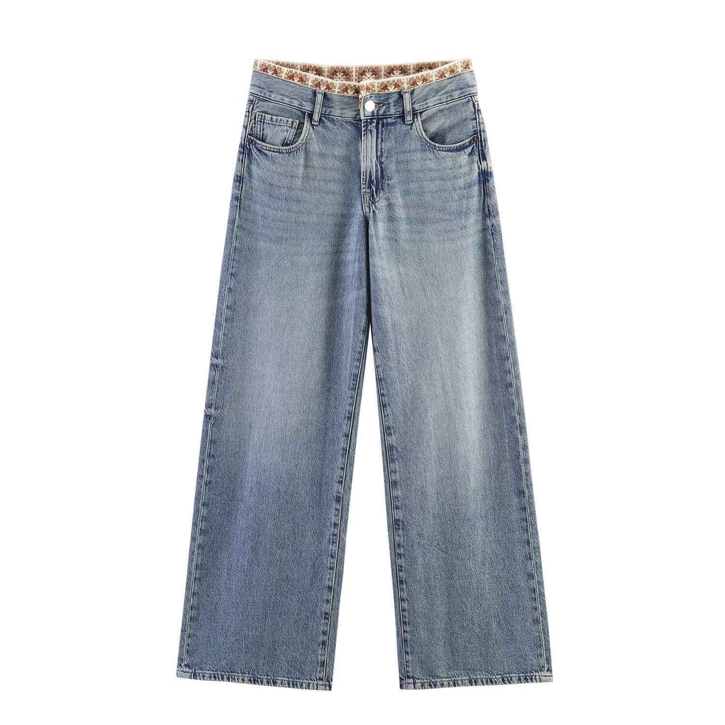 Splicing top+loose jeans set for women | MuddyStock Originals