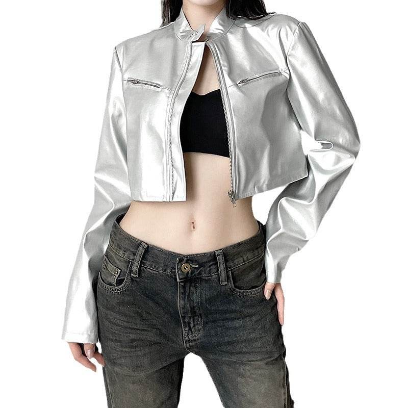 Zipper Short Leather Jacket For Women | MuddyStock Originals MuddyStock