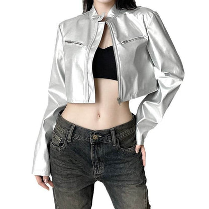 Zipper Short Leather Jacket For Women | MuddyStock Originals MuddyStock