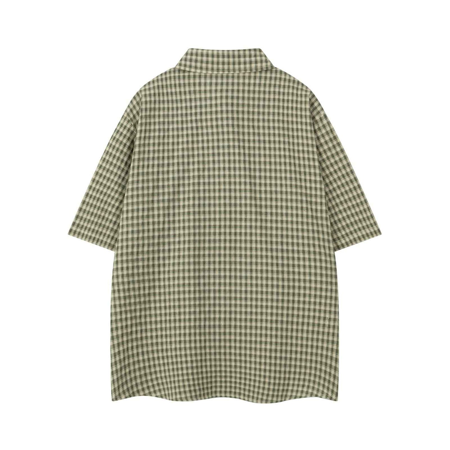 Retro Dog Embroidery Plaid Collar Short Sleeve Shirt for Men and Women | MuddyStock Originals MuddyStock