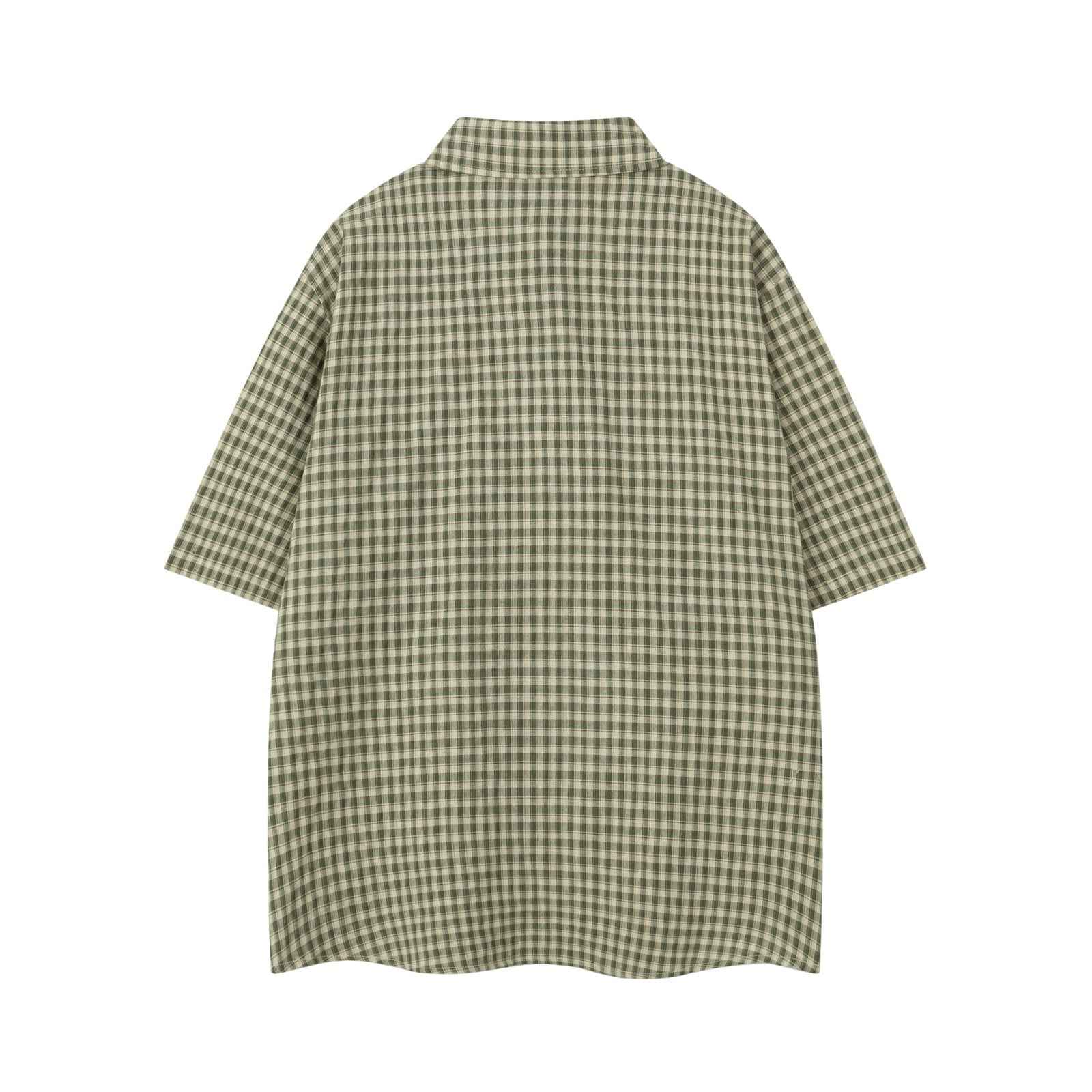 Retro Dog Embroidery Plaid Collar Short Sleeve Shirt for Men and Women | MuddyStock Originals MuddyStock