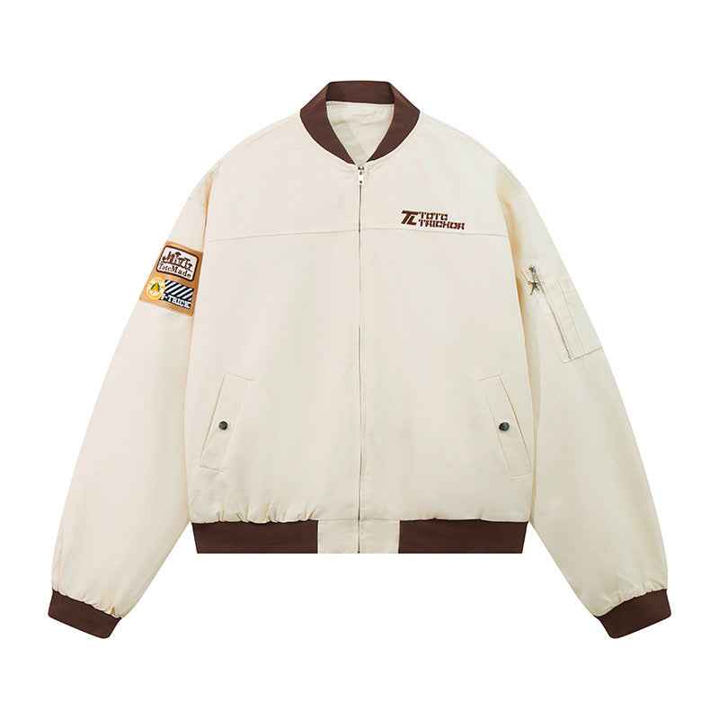 Casual lapel badge pilot jacket for men and women | MuddyStock Originals Apricot MuddyStock