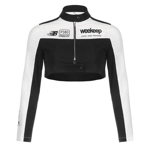 Zipper Short Jacket For Women | MuddyStock Originals Black and White MuddyStock