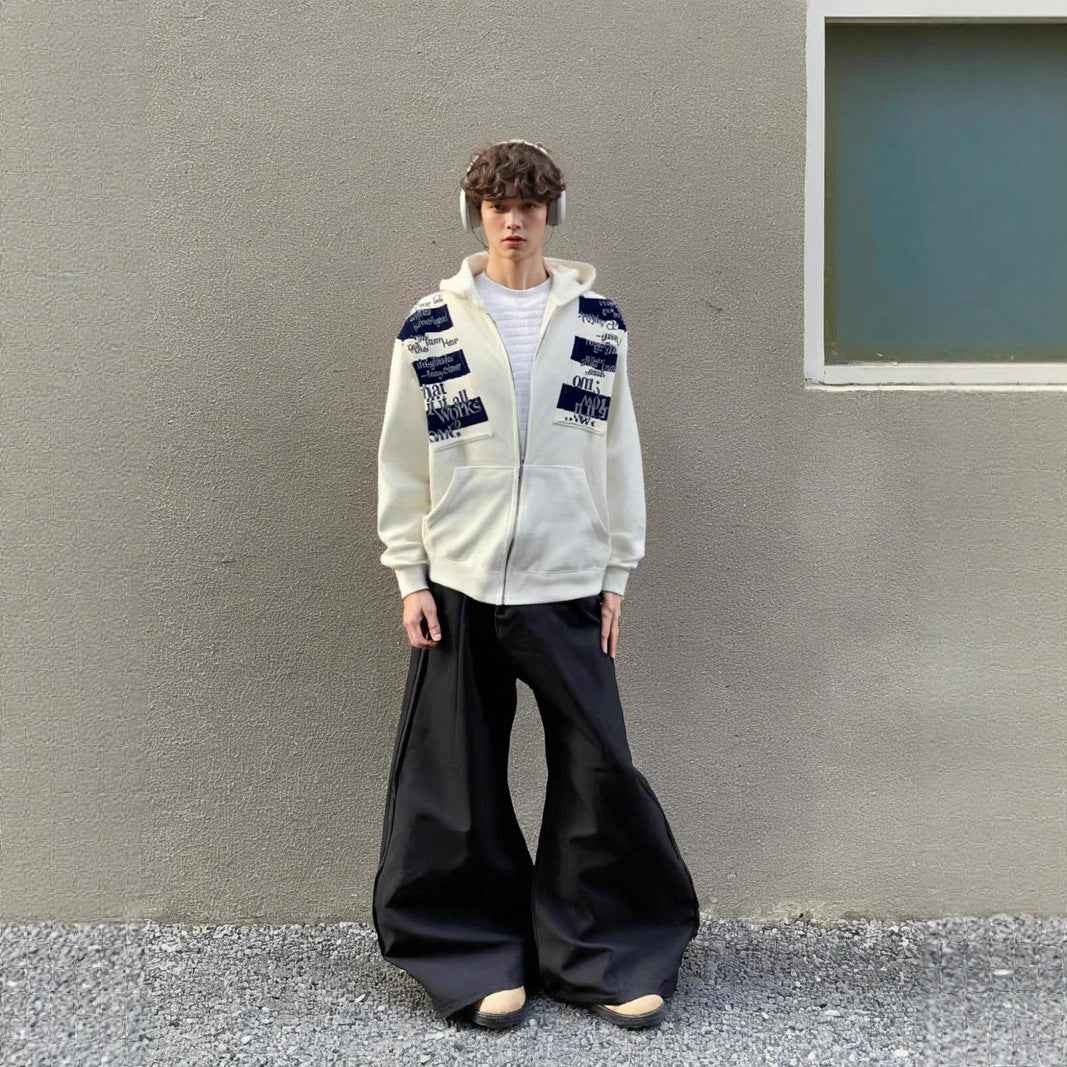 Street Style Letter Patch Suede Hooded Sweatshirt for Men and Women | MuddyStock Originals MuddyStock