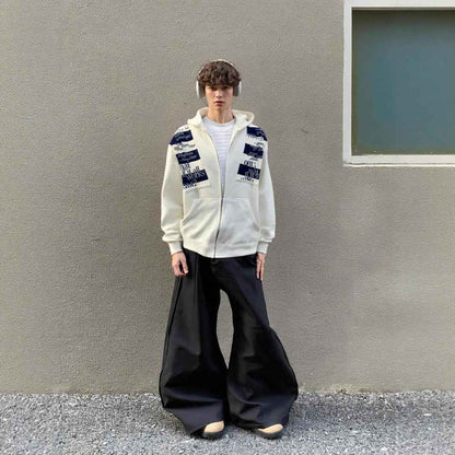 Street Style Letter Patch Suede Hooded Sweatshirt for Men and Women | MuddyStock Originals MuddyStock