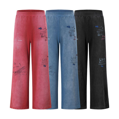 Wide Leg Elastic Drawstring Sweatpants For Men And Women