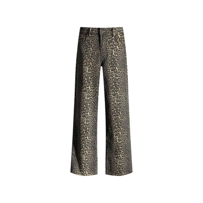 Casual Slimming Low Waist Loose Wide Leg Pants | MuddyStock Originals Leopard Print # Extended Length MuddyStock