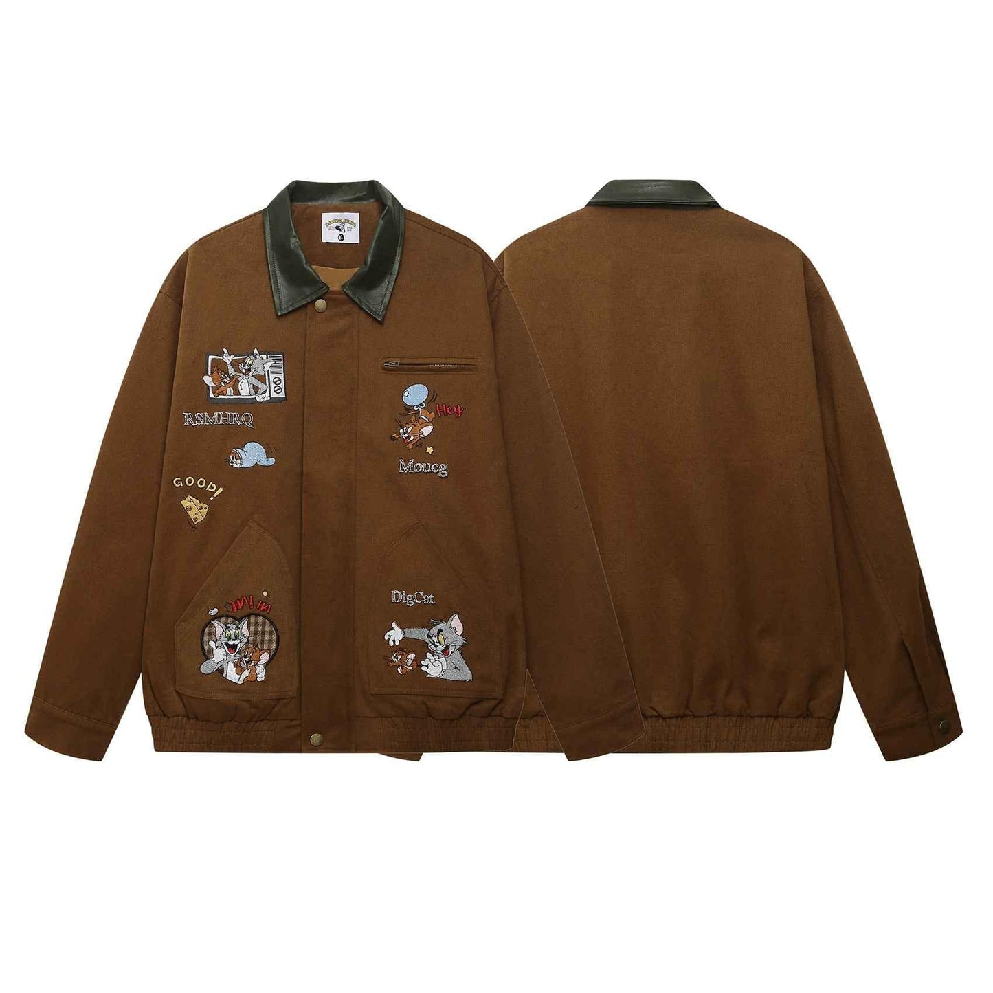 Fun Cartoon Embroidered Turn-Down Collar Jacket For Men | MuddyStock Originals