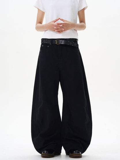 Versatile curved knife slimming jeans Black