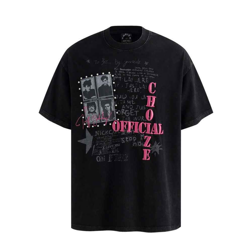 Character made vintage short sleeved T-shirt for men | MuddyStock Originals Black