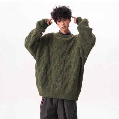 Vintage Round Neck Sweater for Men | MuddyStock Originals Green MuddyStock