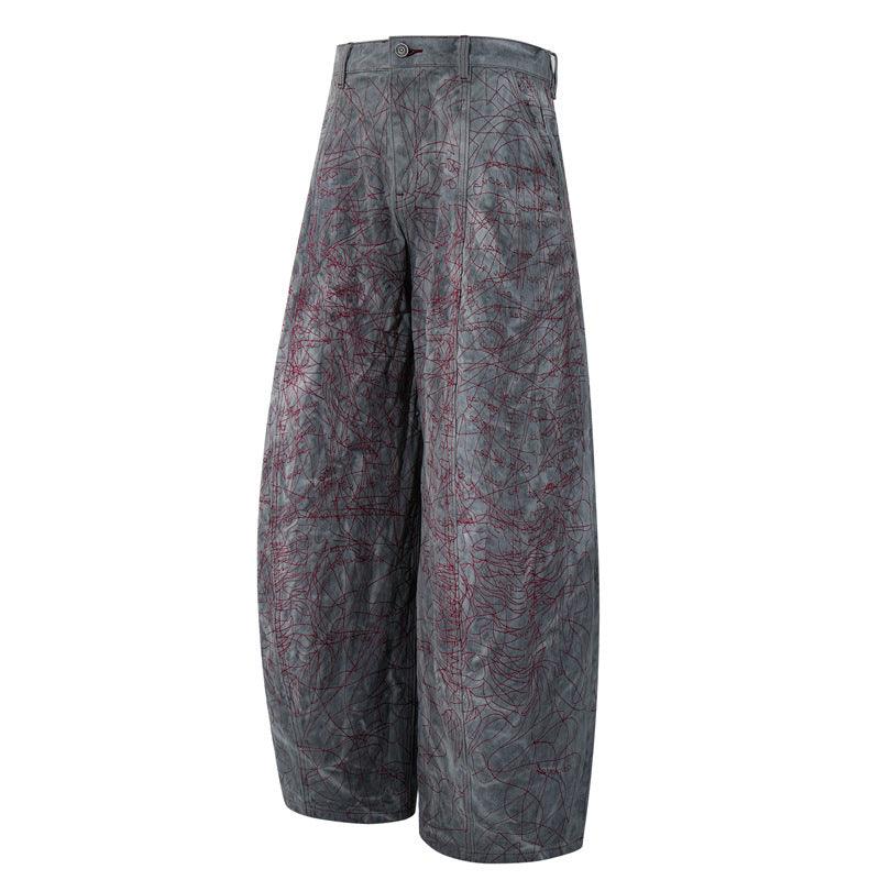 Contrast Graphic Panel Wide-Leg Jeans For Women | MuddyStock Originals