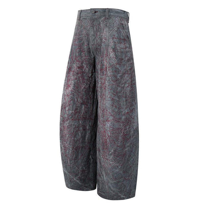 Contrast Graphic Panel Wide-Leg Jeans For Women | MuddyStock Originals