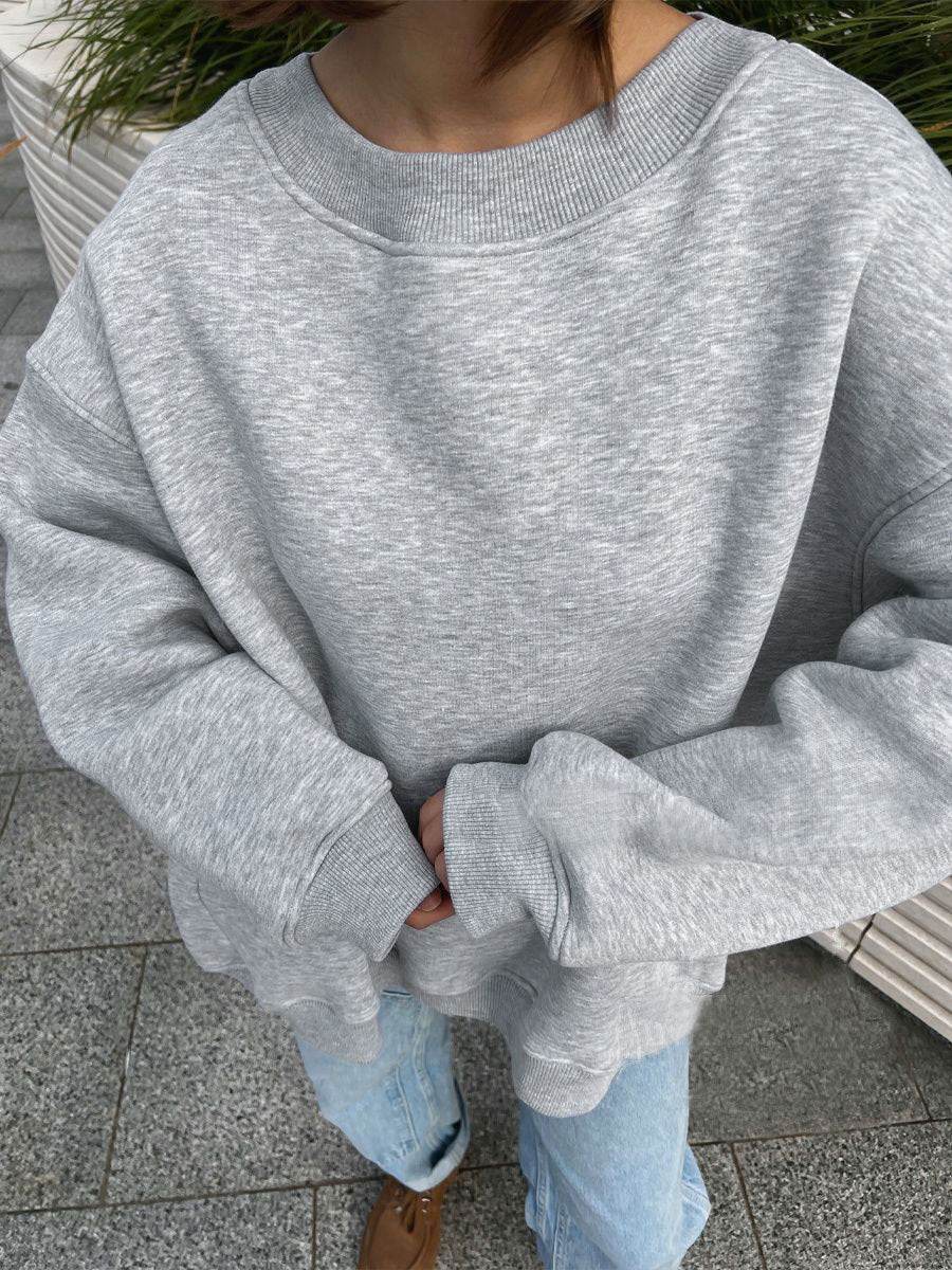 Loose Polar Fleece Sweatshirt For Women | MuddyStock Originals Flower Gray eprolo