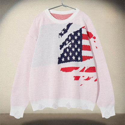 Jacquard Loose Hole Round Neck Long Sleeve Sweatshirt For Men And Women | MuddyStock Originals MuddyStock