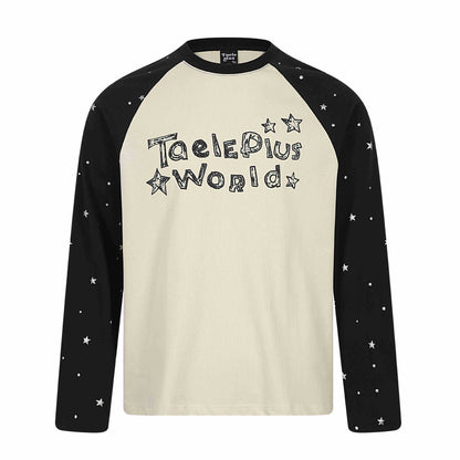 Star Graffiti Hand-Painted Letter Raglan Sleeve T-Shirt For Women | MuddyStock Originals