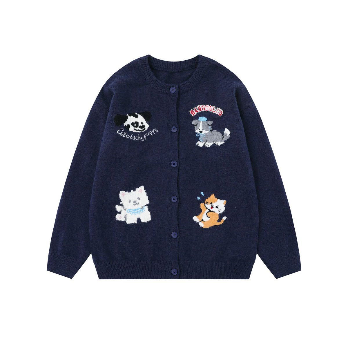 Cardigan animal jacquard jacket for women | MuddyStock Originals Navy Blue