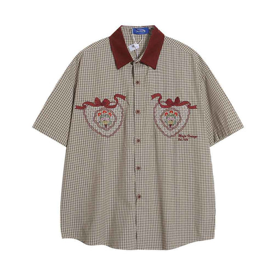 Fashion Fine Plaid Short-sleeved Shirt For Men null