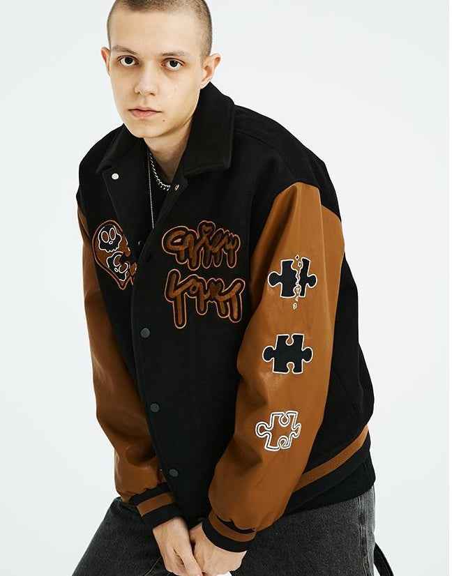 Patchwork Embroidered Versatile Loose Casual Jacket For Men MuddyStock