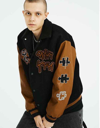 Patchwork Embroidered Versatile Loose Casual Jacket For Men MuddyStock