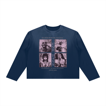 Sunfade Boxy Long Sleeve T-Shirt For Men | MuddyStock Originals Navy Blue