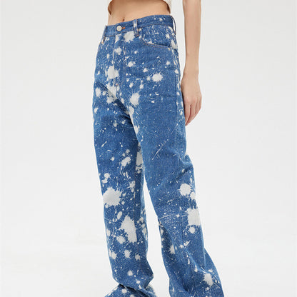 Women's Tie Dye Wash Printed Straight Fit Jeans All Products