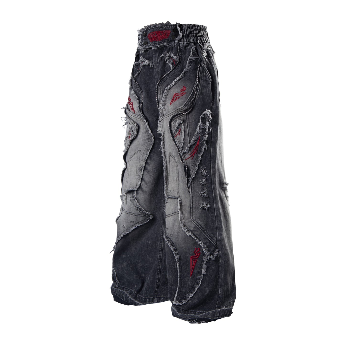 Distressed Raw-edge Embroidered Jeans For Women