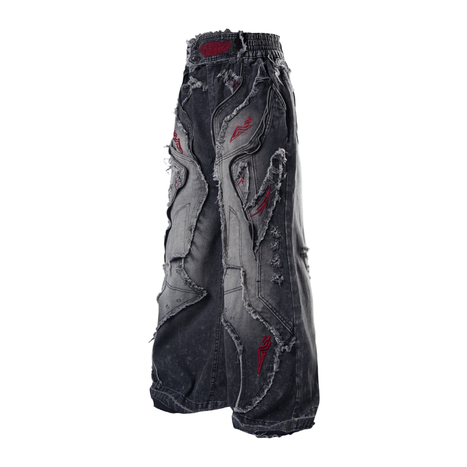 Distressed Raw-edge Embroidered Jeans For Women