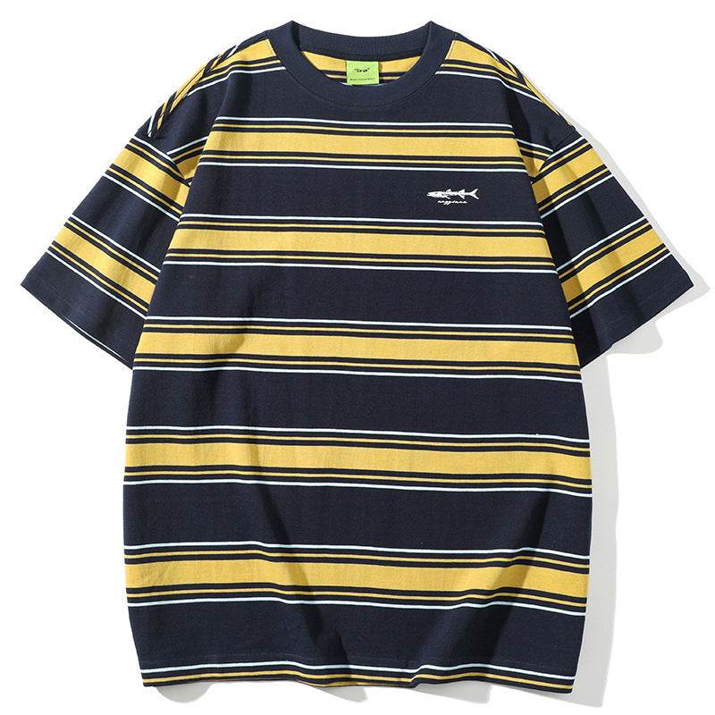 Fashion Personality Striped Short-sleeved T-shirt For Men And Women MuddyStock