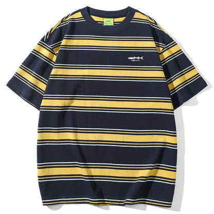 Fashion Personality Striped Short-sleeved T-shirt For Men And Women MuddyStock