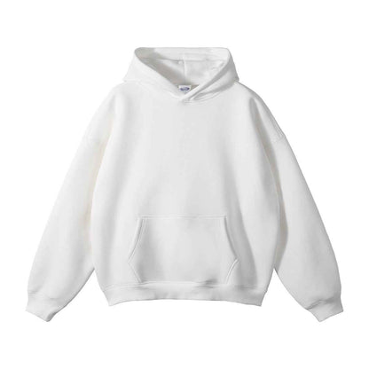 Loose Fleece Trendy Drop Shoulder Hoodie For Men And Women White MuddyStock