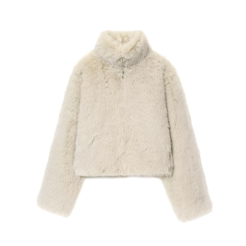Artificial Fur Effect Short Coat Jacket All Products