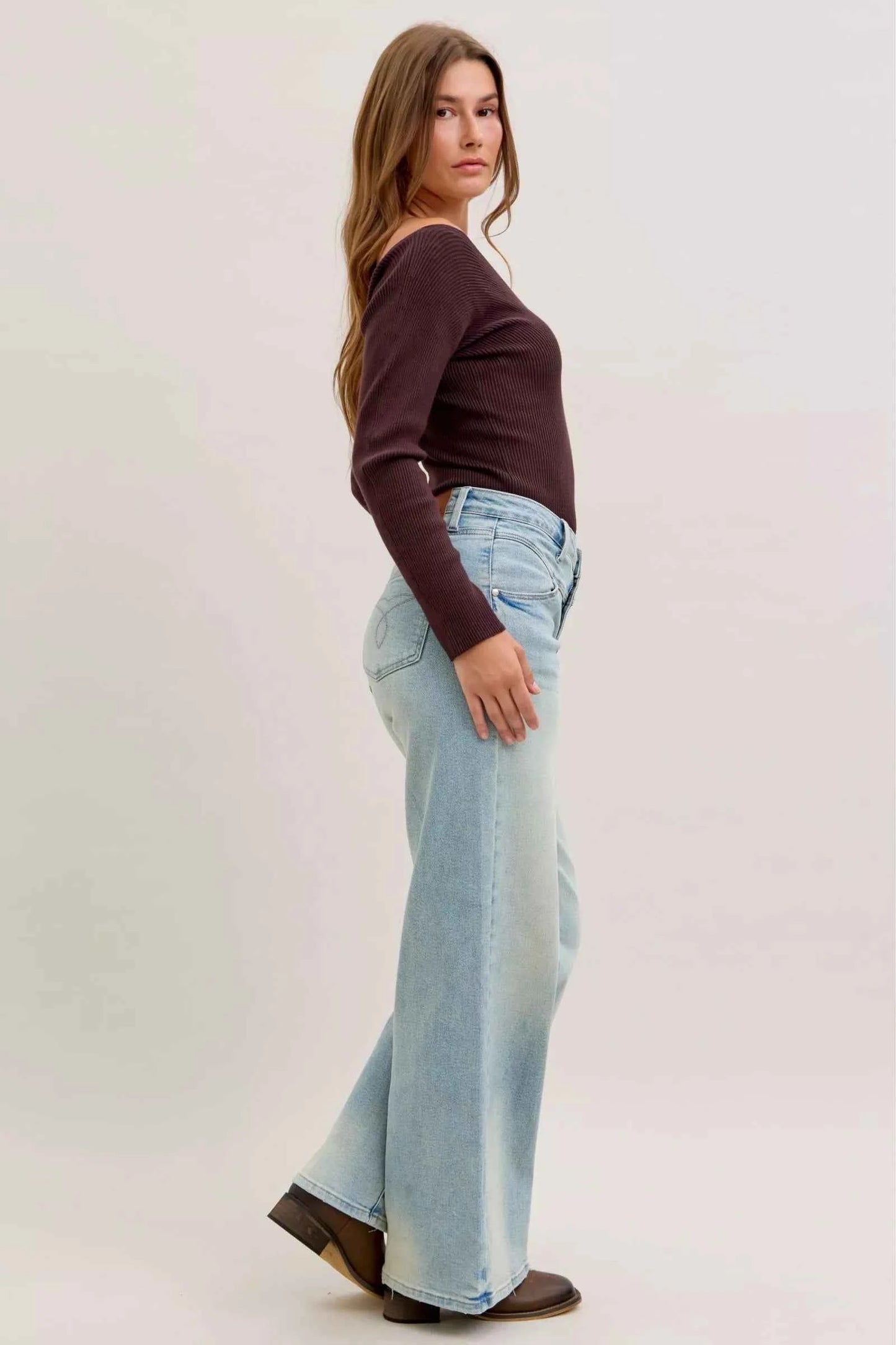 High Waist Column Straight Jeans For Women Trendsi